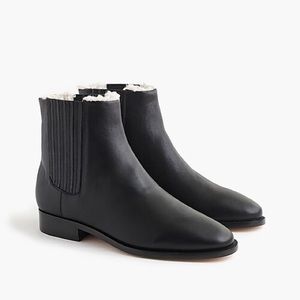 J. Crew Sherpa Lined Chelsea Boots / Black Leather